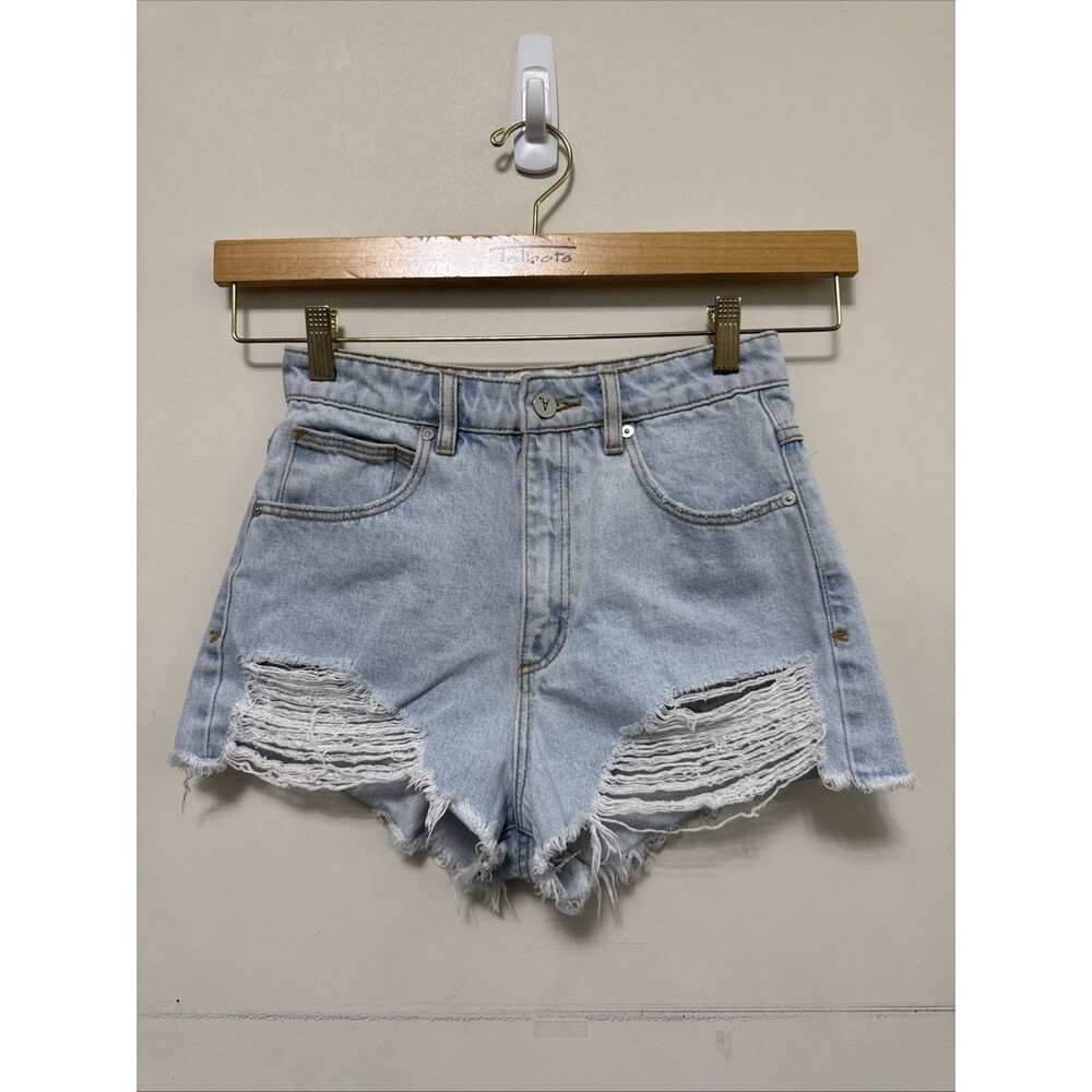 ABRAND Womens Waist 26 Blue Denim High Rise Relaxed Cut Off Zip Fly Shorts